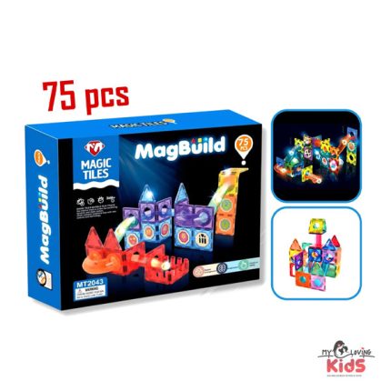 Constructor magnetic 75 pcs cu bile luminate