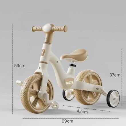 Bicicletă de echilibru  3 în 1 | Șa reglabilă | Bicicletă pentru copii 1-5 ani | Pedale și roți de antrenament detașabile | Capacitate maximă 30 kg