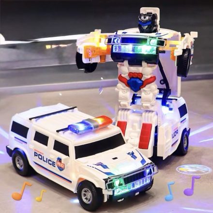 Masina de politie Transformer Robot, cu sunete si lumini