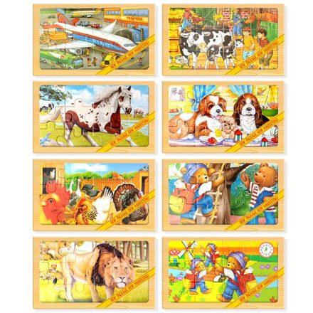 Puzzle din Lemn multicolore, 4 modele
