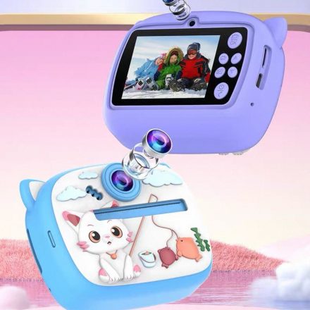 Aparat foto copii cu printare, Camera duala fata-spate cu Autofocus,48Mpx, Display LCD 2.4", 5 role hartie termica,snur si cablu de incarcare incluse