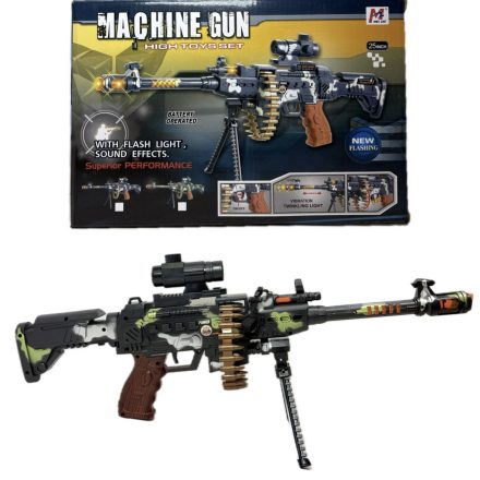 Pistol Mitraliera Electrica cu Sunete si Lumini pe Suport