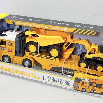 Masina Camion cu remorca si excavator