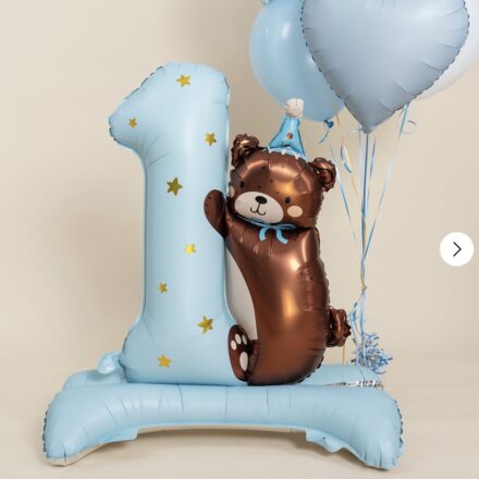 Balon din Folie Cifra cu Ursulet Static