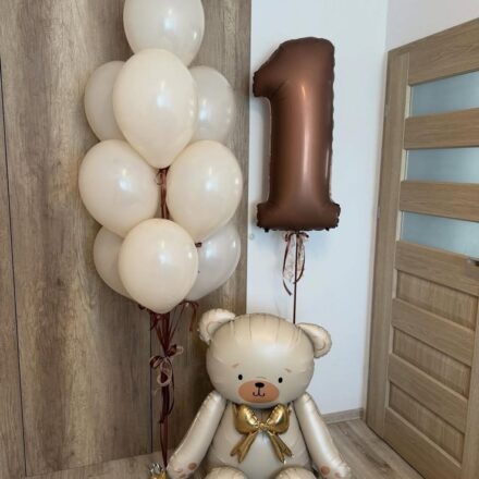 Compozitie de Baloane cu Ursulet si Cifra
