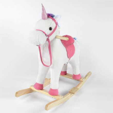Calut unicorn  balansoar cu manere, din plus, cu melodii si emitatie de vorbire