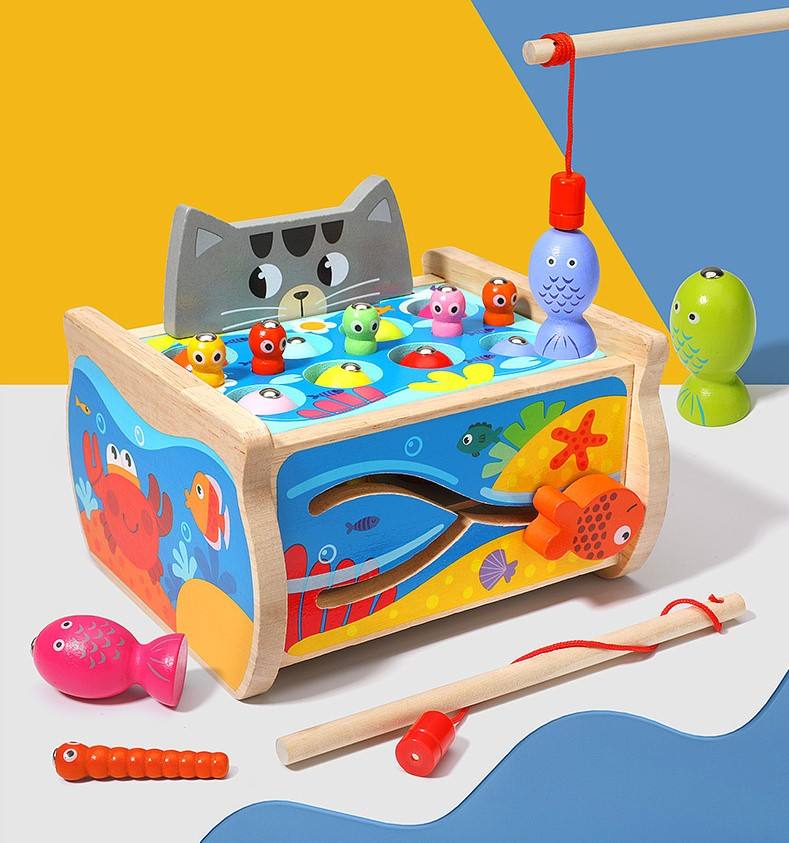 Joc Pescuit + Labirint în formă de Pisică